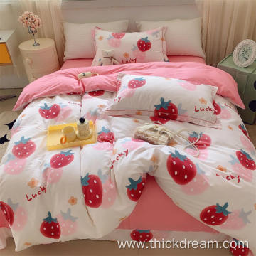 Strawberry jam bed sheet cover bedding pillowcase set